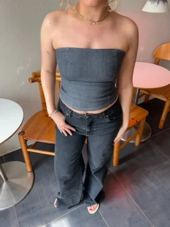 Design By Si Malina denimtop - Mørkegrå Clearance