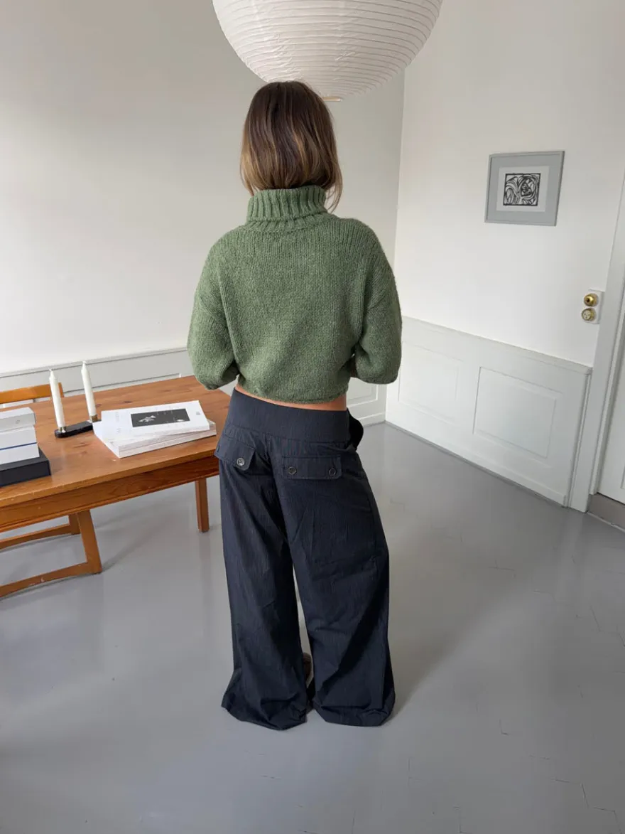 Design By Si Maluna bukser med nålestriber - Navy/hvid Outlet