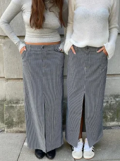 Design By Si Mandalina denimnederdel med striber- Navy/hvid Discount