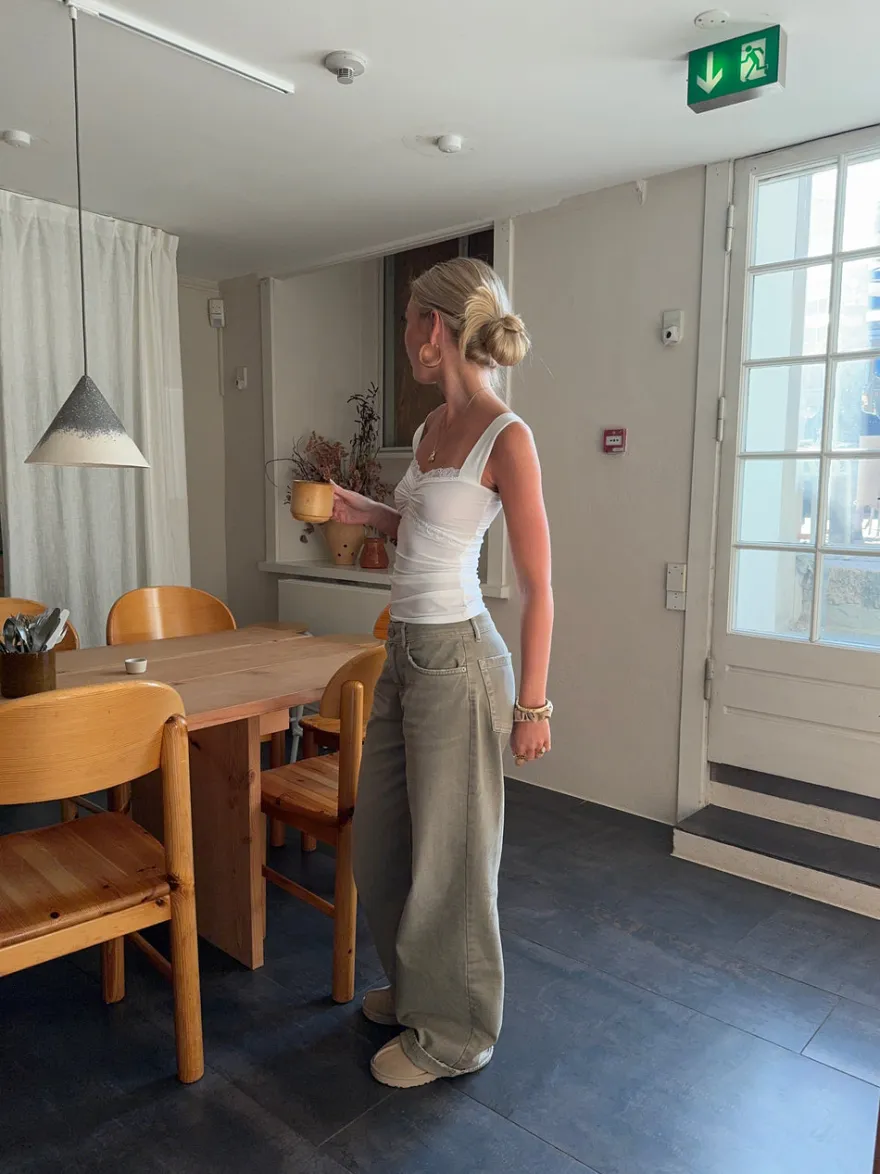 Design By Si Mandaline tanktop med blondetaljer - Hvid Hot