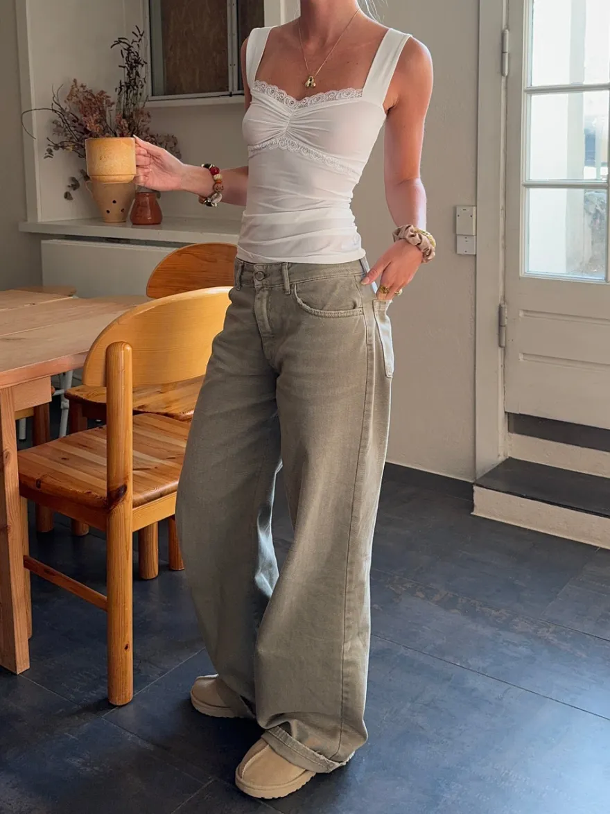 Design By Si Mandaline tanktop med blondetaljer - Hvid Hot