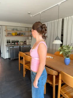 Design By Si Mandaline tanktop med blondedetalje - Pink Discount