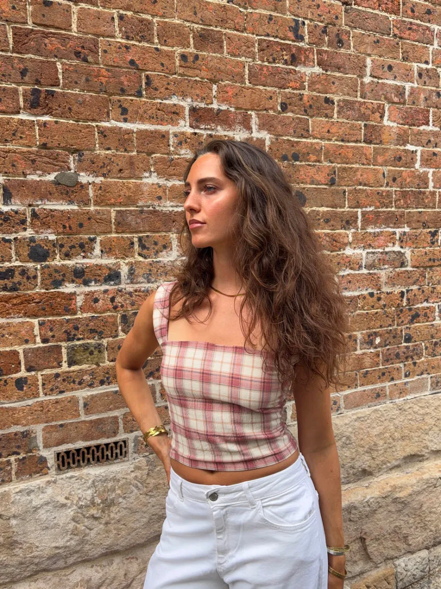 Design By Si Maren top med tern - Rød/off white Hot