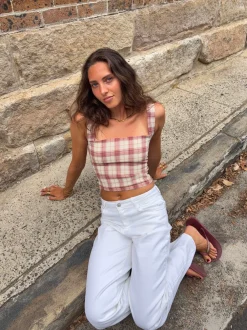 Design By Si Maren top med tern - Rød/off white Hot