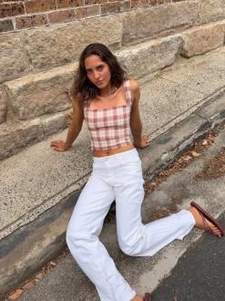 Design By Si Maren top med tern - Rød/off white Hot