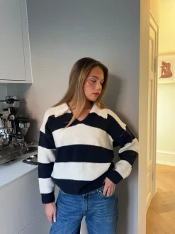 Design By Si Margoth strikpolo med striber - Hvid/navy Best