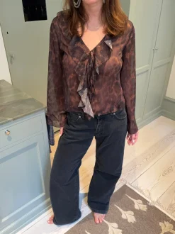 Design By Si Marianne langærmet bluse - Leopard Online