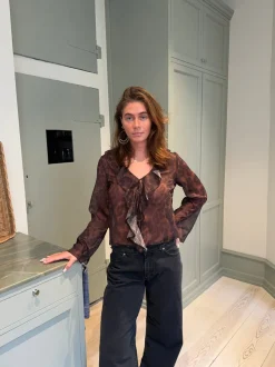 Design By Si Marianne langærmet bluse - Leopard Online