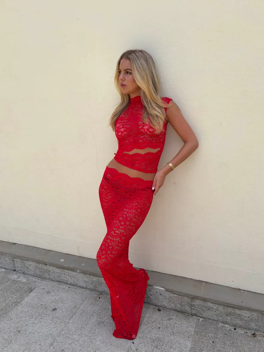 Design By Si Marisole top i blonde - Rød Outlet