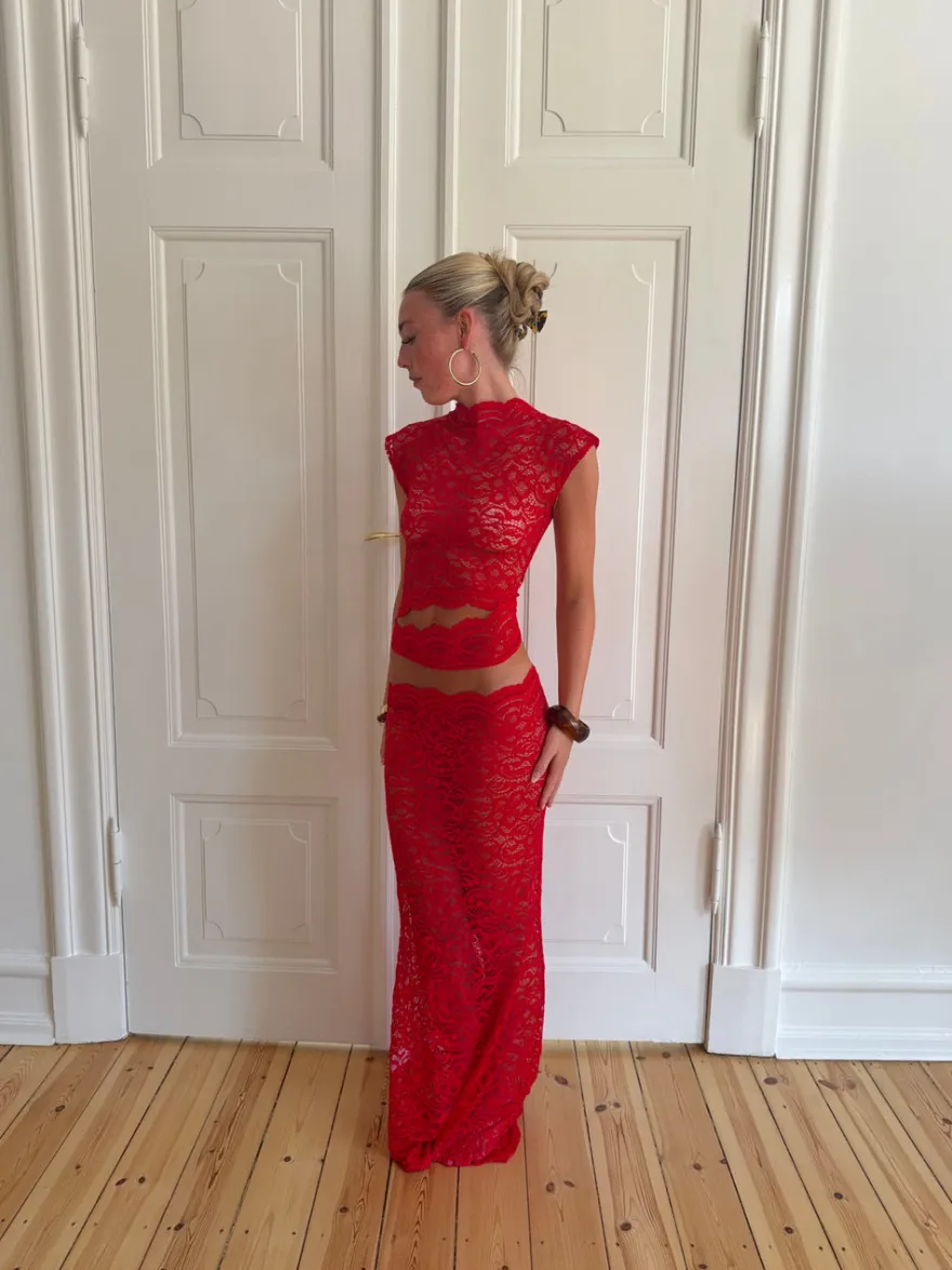 Design By Si Marisole top i blonde - Rød Outlet