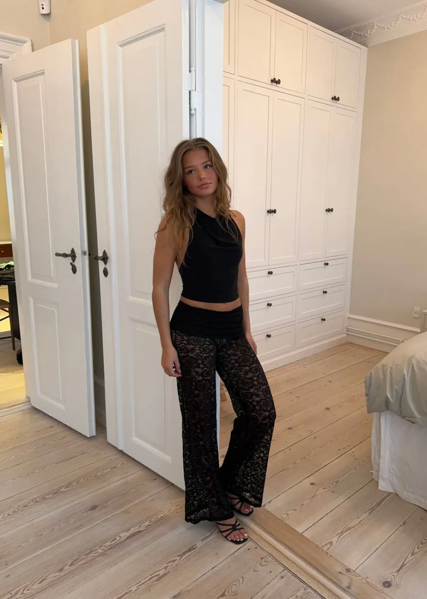 Design By Si Marly blonde bukser med kant - Sort Clearance