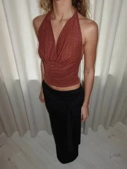 Design By Si Martha halternecktop med glimmer - Rust/brun Best