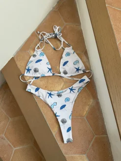 Design By Si Martina bikini med mønster - Hvid/blå Discount