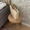 Design By Si Mascali flettet taske med træhåndtag - Beige Outlet