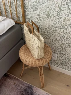 Design By Si Mascali flettet taske med træhåndtag - Beige Outlet