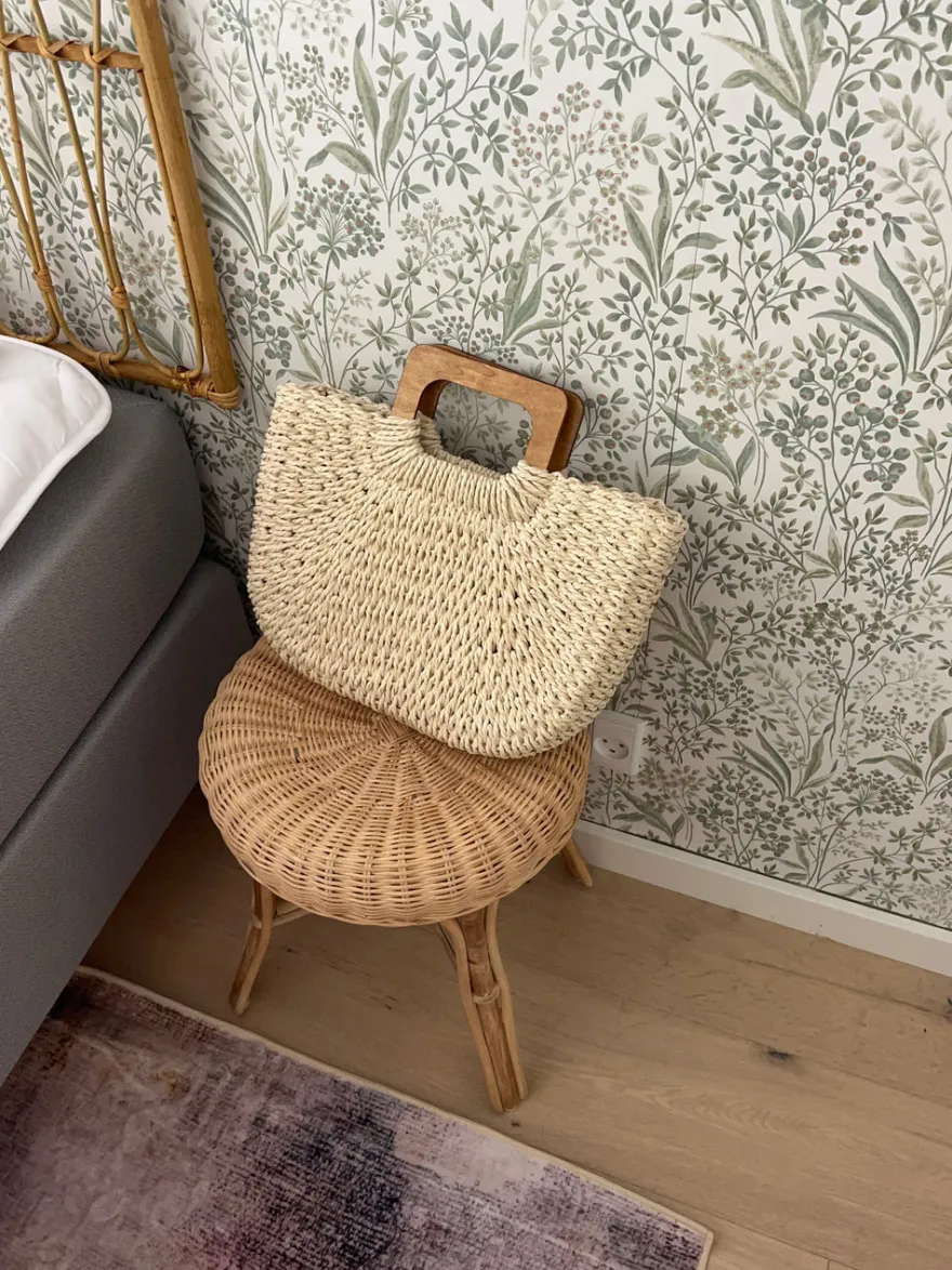 Design By Si Mascali flettet taske med træhåndtag - Beige Outlet