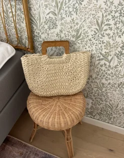 Design By Si Mascali flettet taske med træhåndtag - Beige Outlet