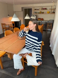Design By Si Mathilde Ravn stribet striktrøje - navy/hvid New