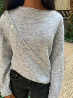 Design By Si Matilde W striktrøje med knapper - grå New
