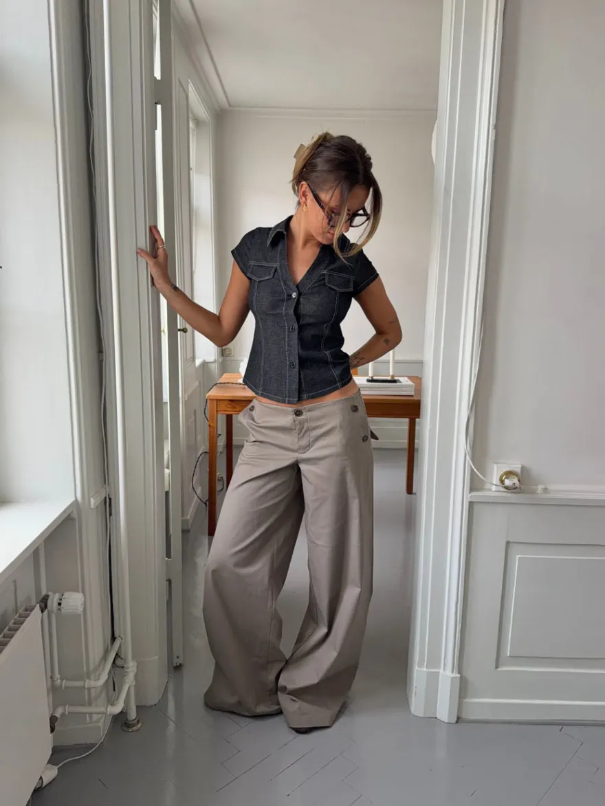 Design By Si Maxim bukser med knapper - Taupe New