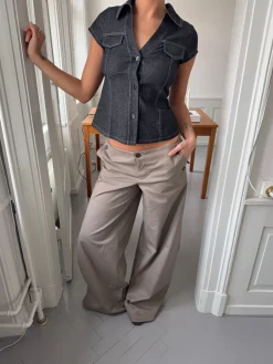 Design By Si Maxim bukser med knapper - Taupe New