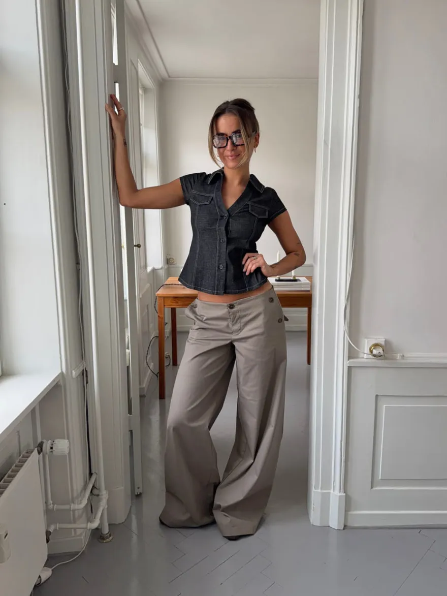Design By Si Maxim bukser med knapper - Taupe New