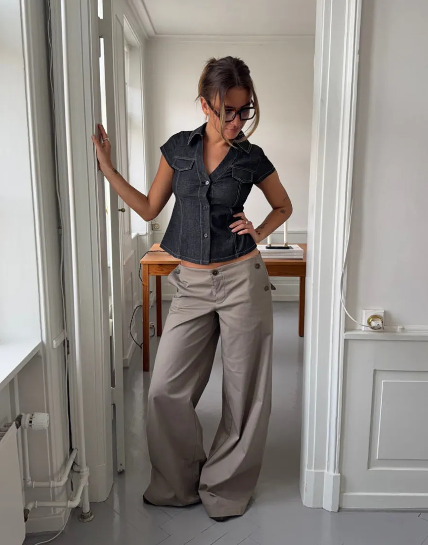 Design By Si Maxim bukser med knapper - Taupe New