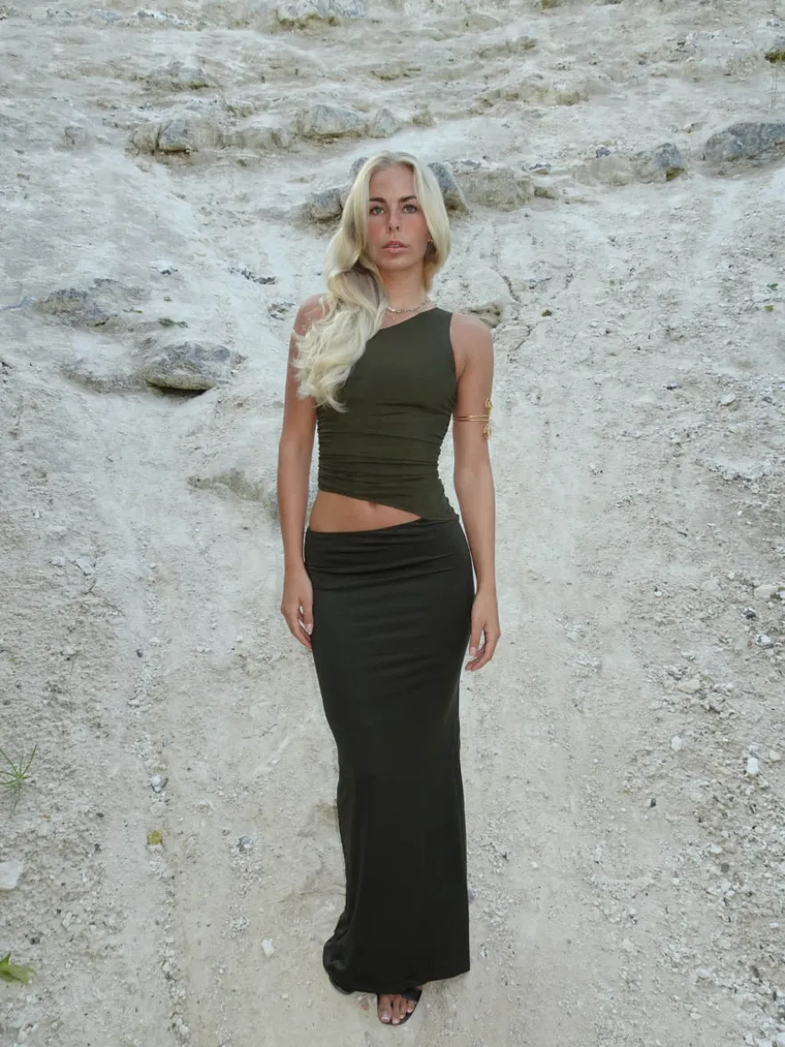 Design By Si Melina maxi kjole - Mørkegrøn Outlet