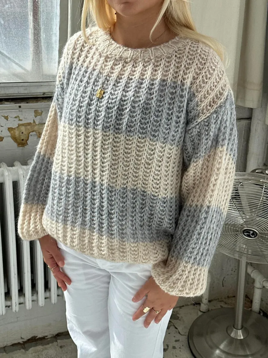 Design By Si Melly striktrøje med striber - Beige/grå Sale