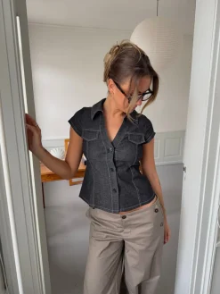 Design By Si Miley figursyet skjorte - Mørk denim