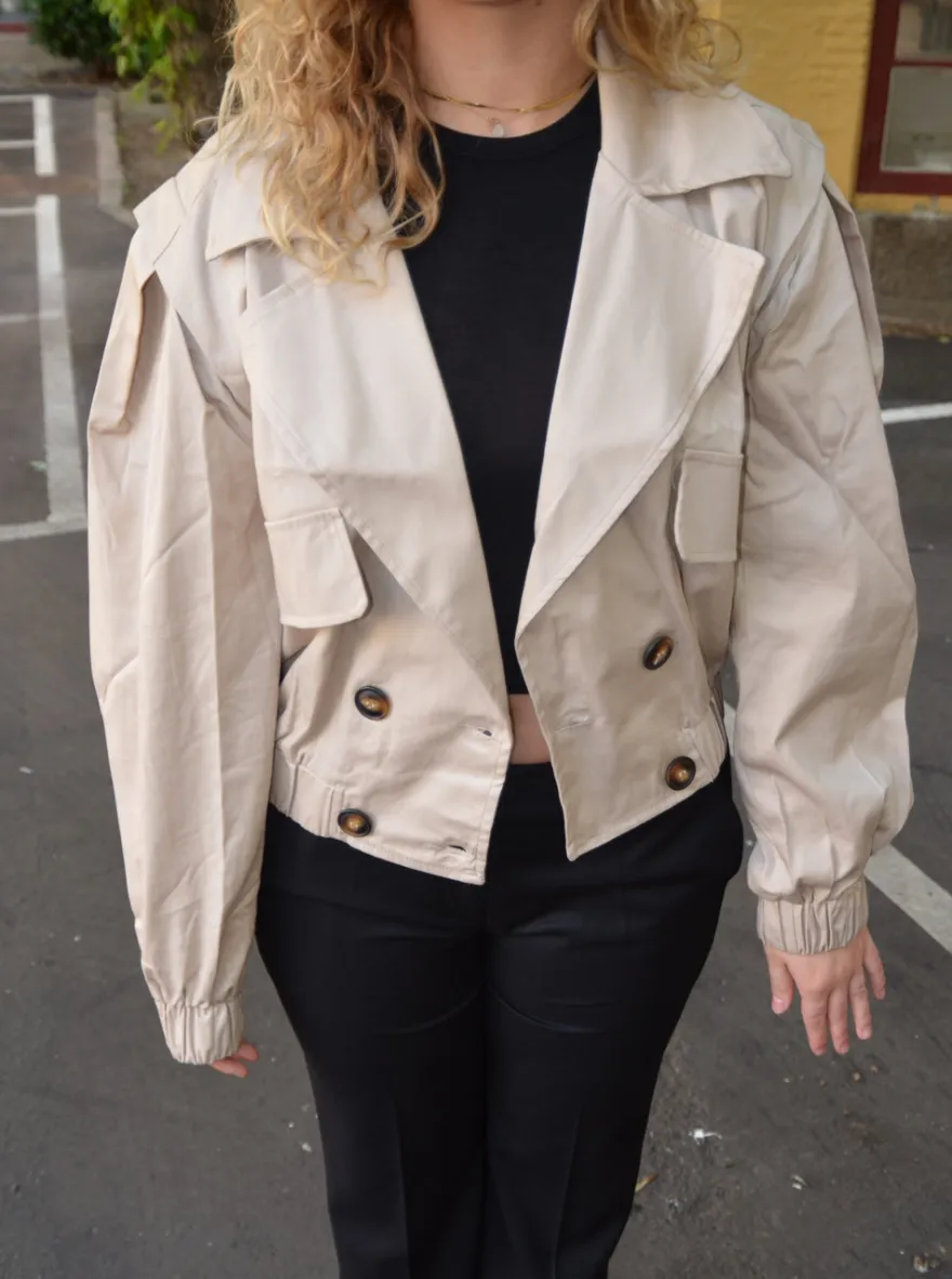 Design By Si Millie cropped trenchcoat - Beige Best