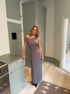 Design By Si Mina one shoulder maxikjole - Taupe New