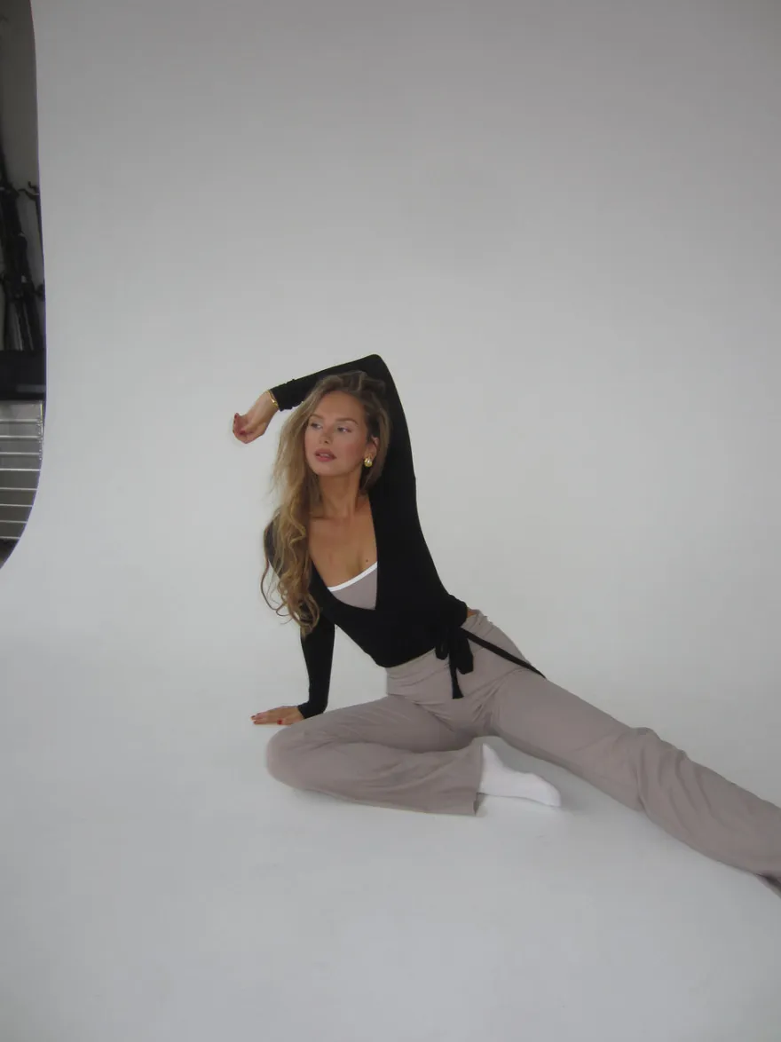 Design By Si Motion wrap bluse - Jet Black Best