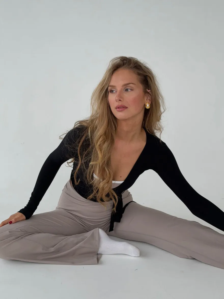 Design By Si Motion wrap bluse - Jet Black Best