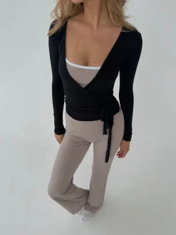 Design By Si Motion wrap bluse - Jet Black Best