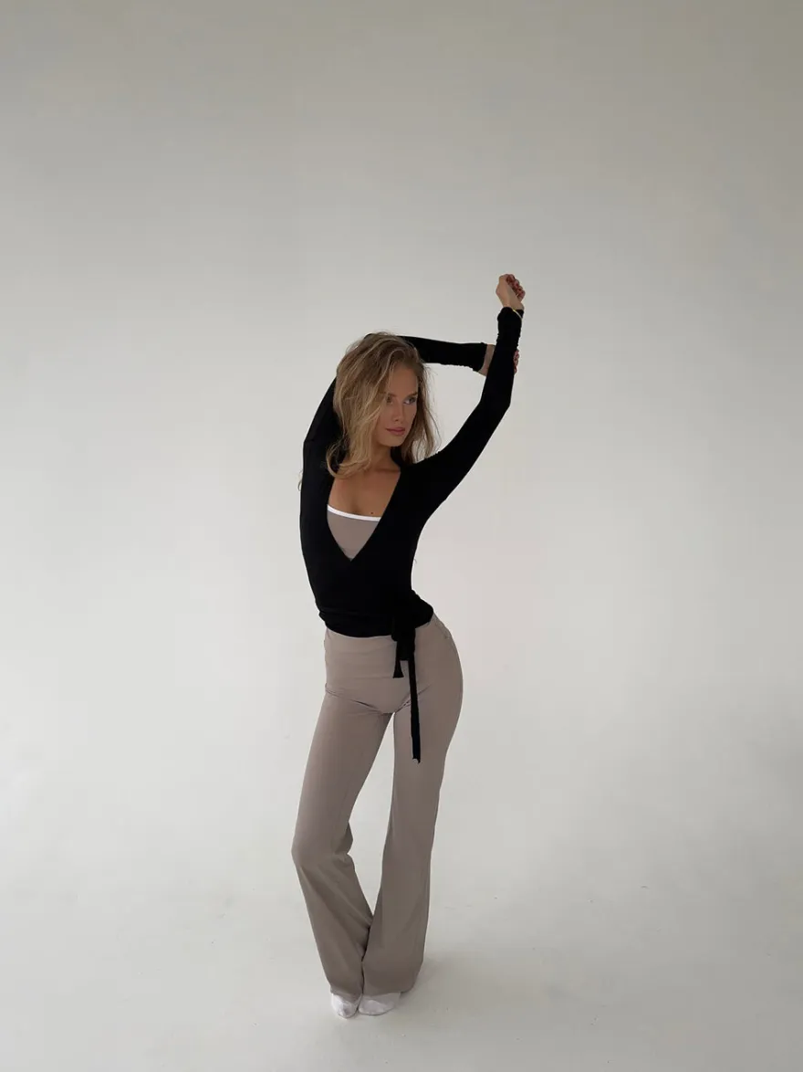 Design By Si Motion wrap bluse - Jet Black Best