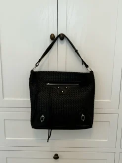 Design By Si Mumbai skuldertaske i flet - Sort Discount