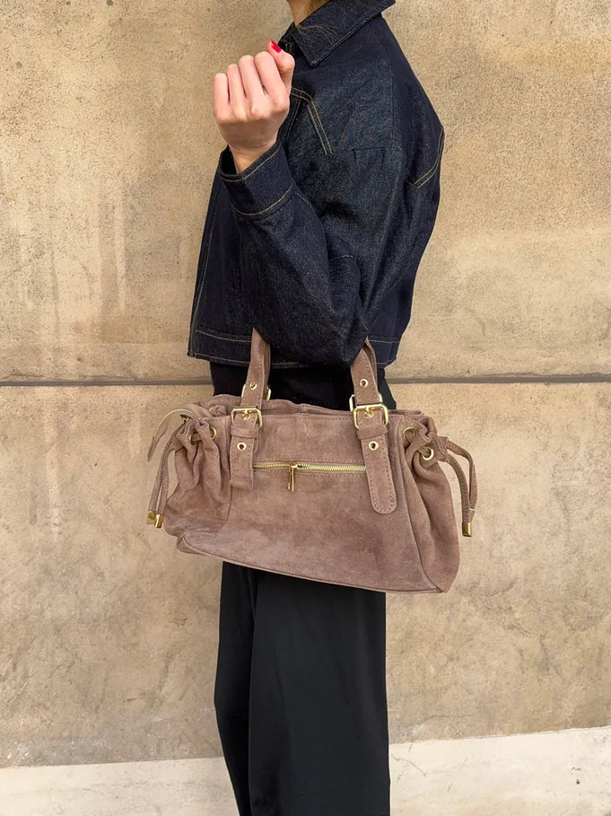 Design By Si Mura taske i ruskind - Taupe Outlet