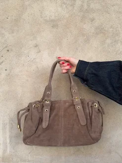Design By Si Mura taske i ruskind - Taupe Outlet