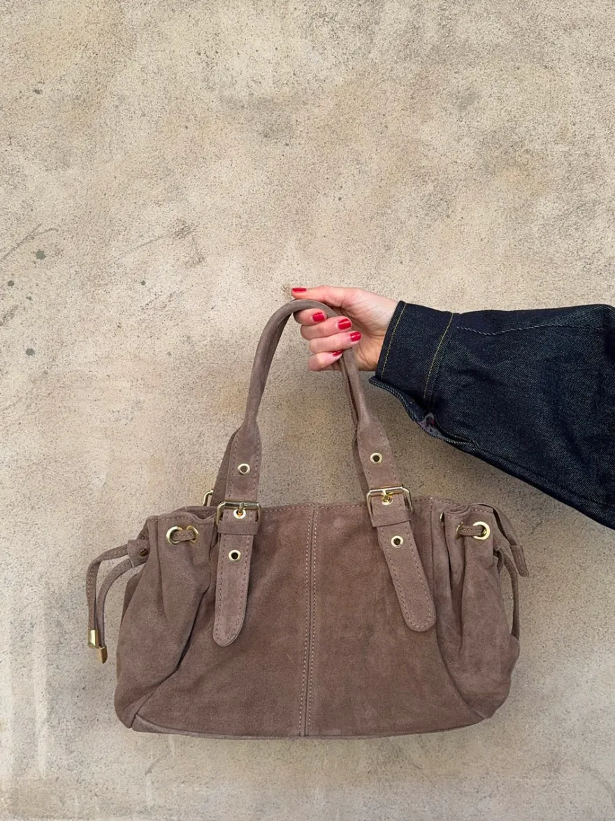 Design By Si Mura taske i ruskind - Taupe Outlet