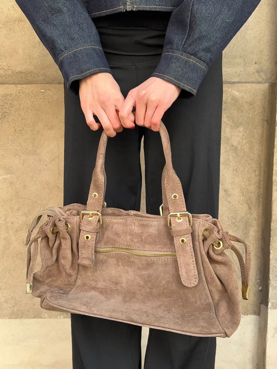 Design By Si Mura taske i ruskind - Taupe Outlet