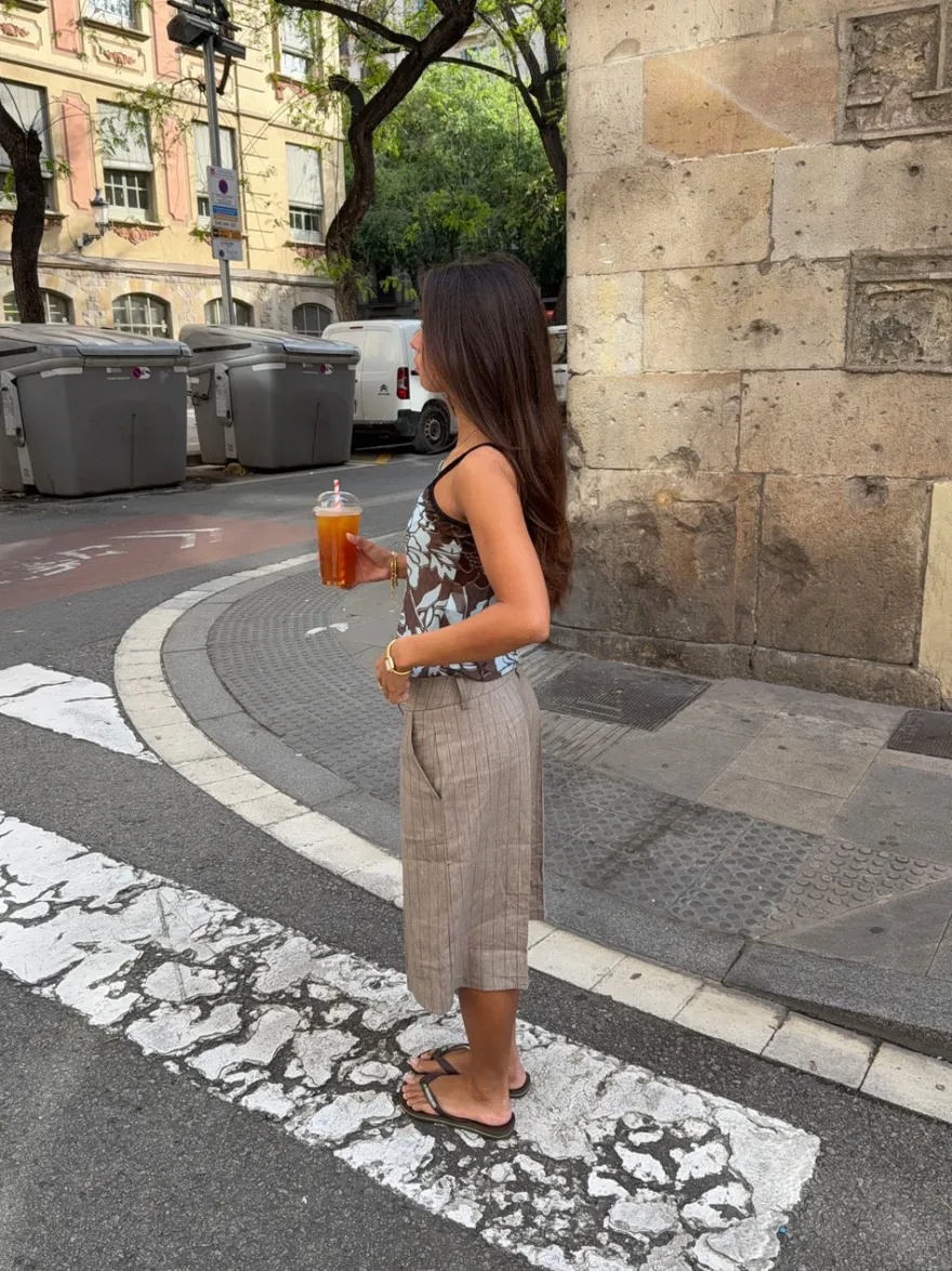 Design By Si Nayaly bermudashorts med striber - Beige New