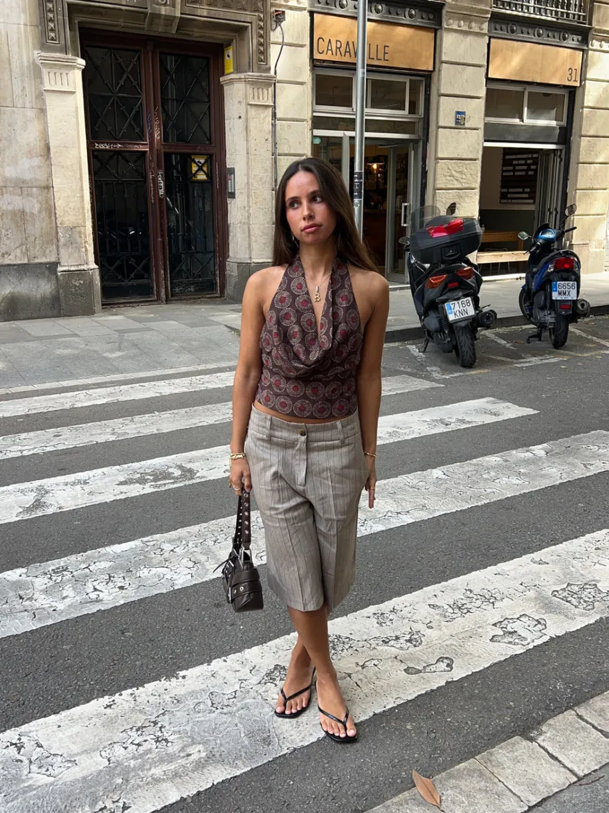Design By Si Nayaly bermudashorts med striber - Beige New