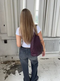 Design By Si New York flettet taske - Bordeaux/lilla Discount