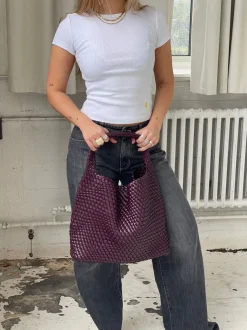 Design By Si New York flettet taske - Bordeaux/lilla Discount