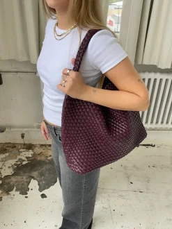 Design By Si New York flettet taske - Bordeaux/lilla Discount