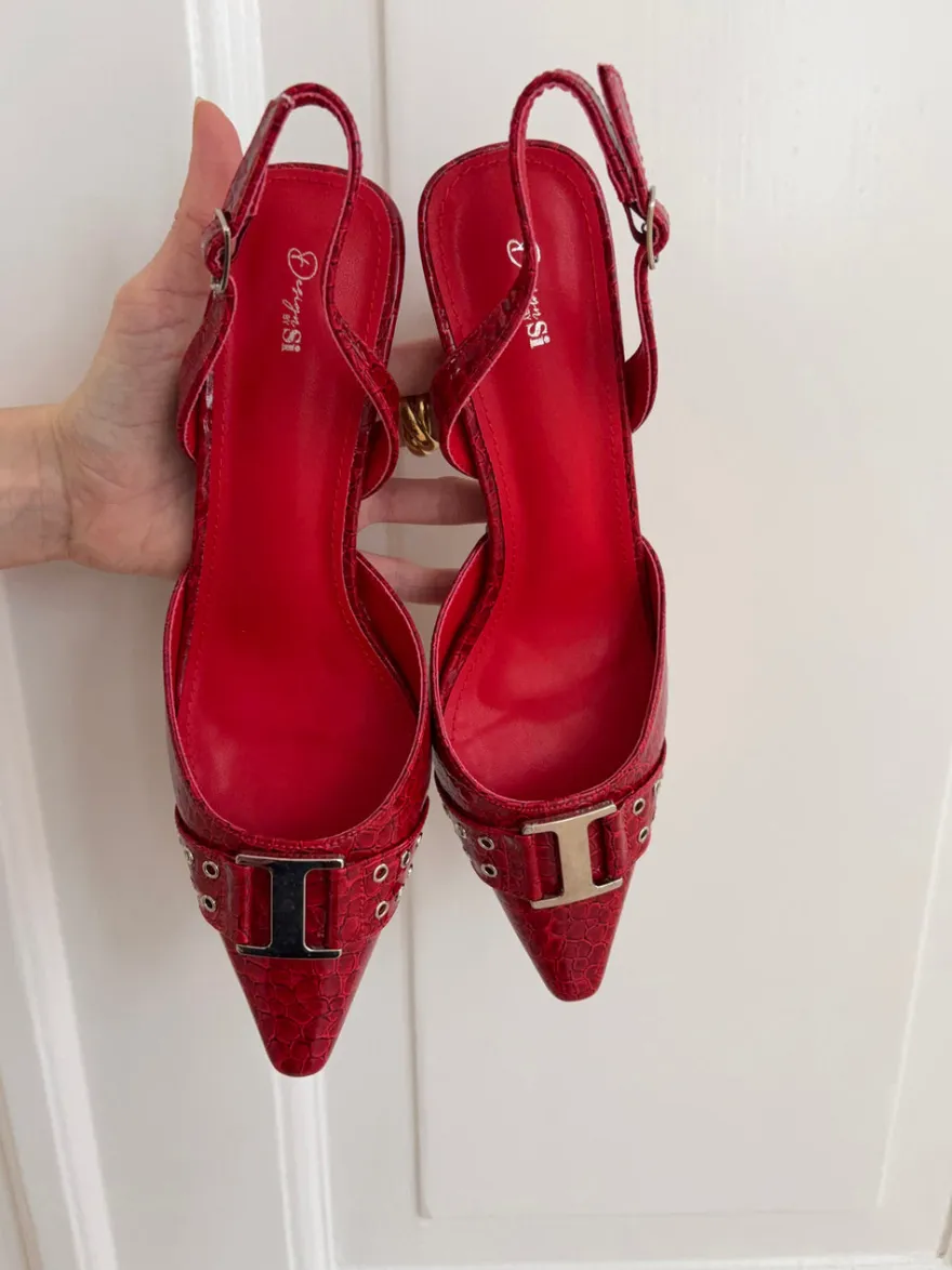 Design By Si Nida slingback stiletter med spænde - Rød Hot