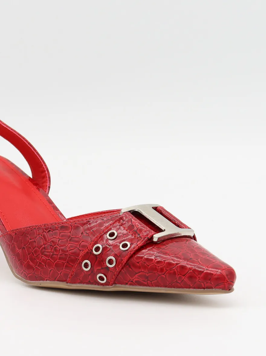 Design By Si Nida slingback stiletter med spænde - Rød Hot