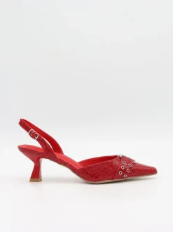 Design By Si Nida slingback stiletter med spænde - Rød Hot