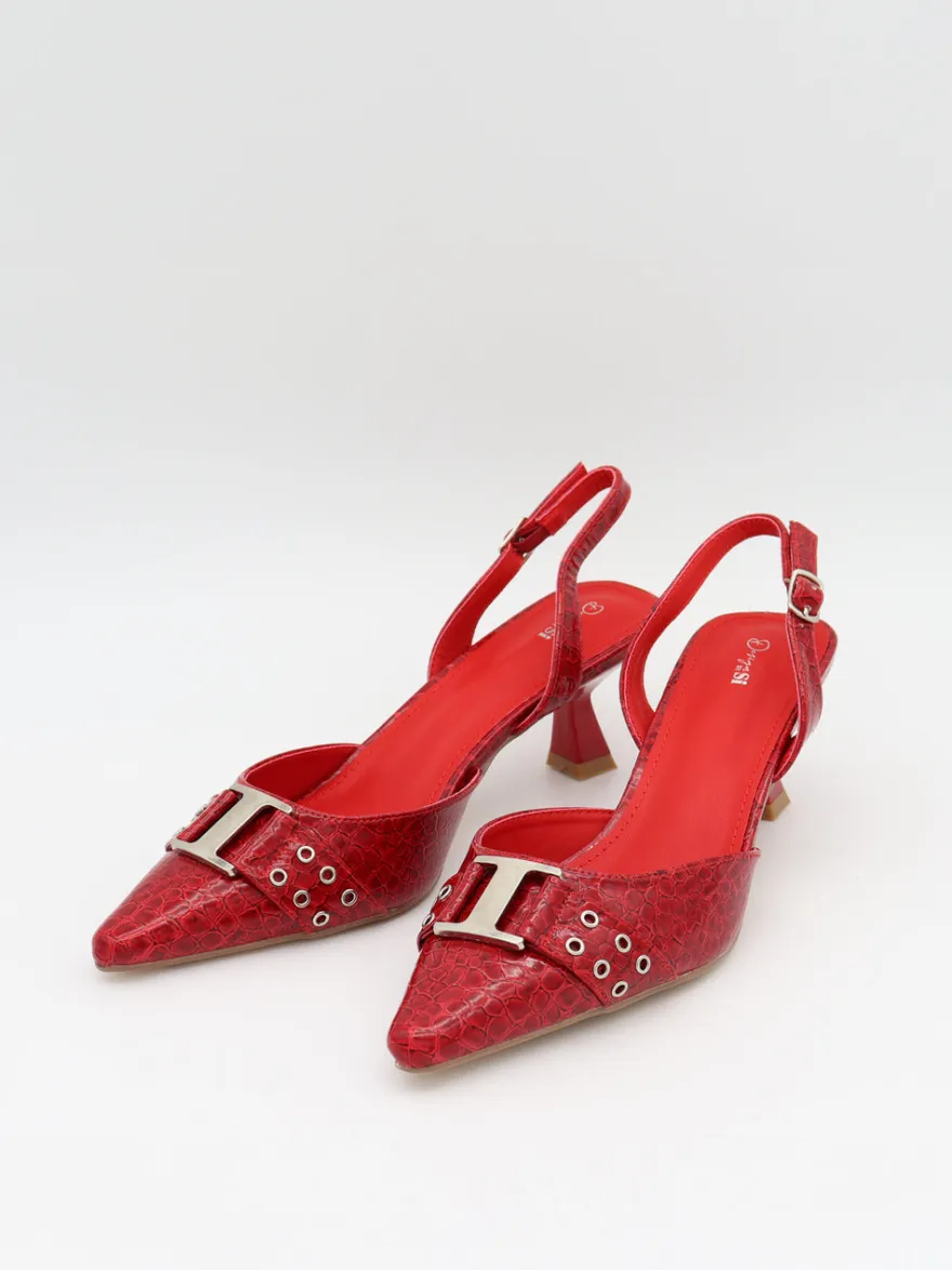 Design By Si Nida slingback stiletter med spænde - Rød Hot